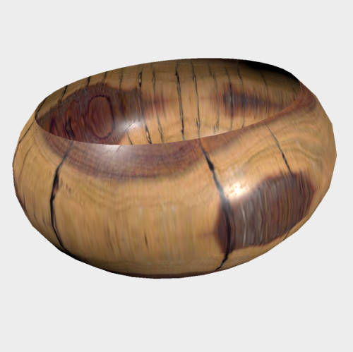 Rendering of bowl made wavy-edge wood